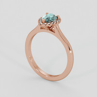 0.78 Ct. Greenish Blue Sapphire Ring, 14K Rose Gold 2