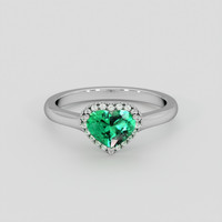 0.65 Ct. Emerald Ring, 18K White Gold 1
