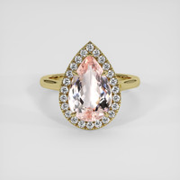3.69 Ct. Peach Morganite Ring, 14K Yellow Gold 1