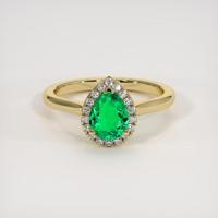 0.58 Ct. Emerald Ring, 18K Yellow Gold 1