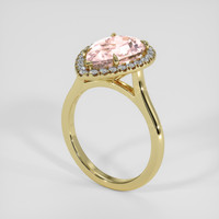 3.69 Ct. Peach Morganite Ring, 18K Yellow Gold 2