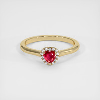 0.38 Ct. Ruby Ring, 18K Yellow Gold 1