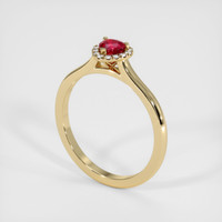 0.38 Ct. Ruby Ring, 18K Yellow Gold 2