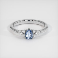 0.73 Ct. Blue Sapphire Ring, 18K White Gold 1