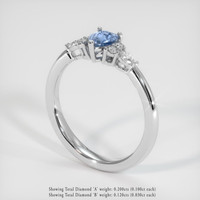 0.73 Ct. Blue Sapphire Ring, 18K White Gold 2