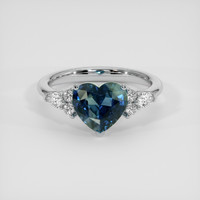 2.40 Ct. Greenish Blue Sapphire Ring, 18K White Gold 1