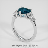 2.40 Ct. Greenish Blue Sapphire Ring, 18K White Gold 2