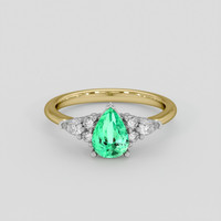 1.01 Ct. Emerald Ring, 18K White & Yellow 1