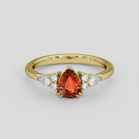 1.05 Ct. Orange Sapphire Ring, 10K Yellow Gold 1