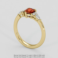 1.05 Ct. Orange Sapphire Ring, 10K Yellow Gold 2
