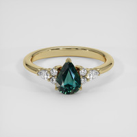 1.30 Ct. Bluish Green Sapphire Ring, 14K Yellow Gold 1