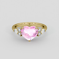 3.13 Ct. Pink Sapphire Ring, 14K Yellow Gold 1