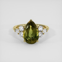 6.05 Ct. Yellowish Green Sapphire Ring, 14K Yellow Gold 1