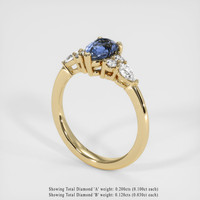 0.92 Ct. Blue Sapphire Ring, 18K Yellow Gold 2