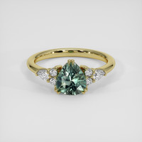 1.70 Ct. Bluish Green Sapphire Ring, 18K Yellow Gold 1