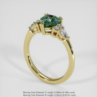 1.70 Ct. Bluish Green Sapphire Ring, 18K Yellow Gold 2