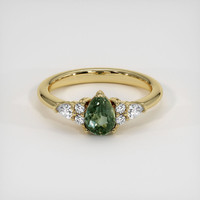 1.14 Ct. Green Sapphire Ring, 18K Yellow Gold 1