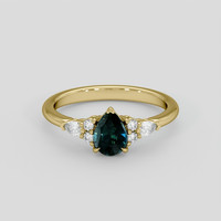 1.24 Ct. Greenish Blue Sapphire Ring, 18K Yellow Gold 1