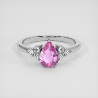 1.06 Ct. Purplish Pink Sapphire Ring, Platinum 950 1