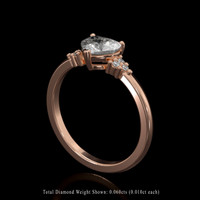 1.10 Ct. White Sapphire Ring, 14K Rose Gold 2