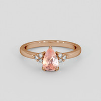 1.06 Ct. Padparadscha Sapphire Ring, 18K Rose Gold 1