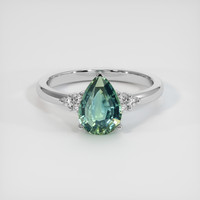 1.43 Ct. Bluish Green Sapphire Ring, 10K White Gold 1