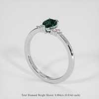 0.79 Ct. Greenish Blue Sapphire Ring, 10K White Gold 2