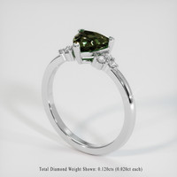 1.53 Ct. Greenish Brown Sapphire Ring, 10K White Gold 2