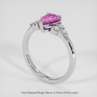 1.06 Ct. Purplish Pink Sapphire Ring, 14K White Gold 2