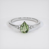 0.83 Ct. Green Sapphire Ring, 14K White Gold 1