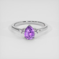 1.10 Ct. Purple Sapphire Ring, 18K White Gold 1