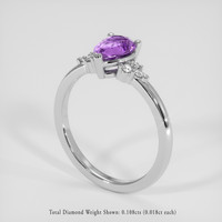 1.10 Ct. Purple Sapphire Ring, 18K White Gold 2