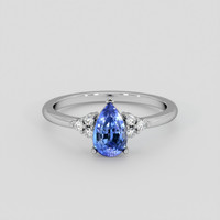 1.41 Ct. Blue Sapphire Ring, 18K White Gold 1