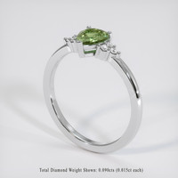0.83 Ct. Green Sapphire Ring, 18K White Gold 2