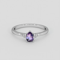 0.57 Ct. Bluish Purple Sapphire Ring, 18K White Gold 1