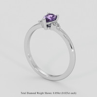 0.57 Ct. Bluish Purple Sapphire Ring, 18K White Gold 2