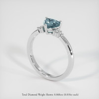 1.24 Ct. Greenish Blue Sapphire Ring, 18K White Gold 2