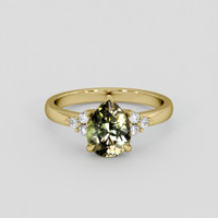 1.26 Ct. Yellowish Green Sapphire Ring, 10K Yellow Gold 1