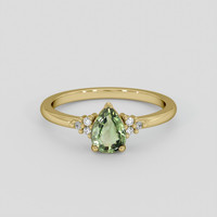 0.83 Ct. Green Sapphire Ring, 10K Yellow Gold 1