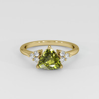 1.34 Ct. Yellowish Green to Brownish Orange Alexandrite Ring, 14K Yellow Gold 1