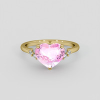 3.13 Ct. Pink Sapphire Ring, 14K Yellow Gold 1