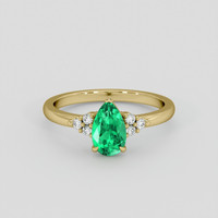 1.20 Ct. Emerald Ring, 18K Yellow Gold 1