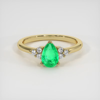 0.93 Ct. Emerald Ring, 18K Yellow Gold 1