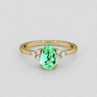 1.10 Ct. Emerald Ring, 18K Yellow Gold 1