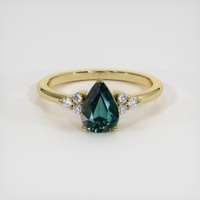 1.30 Ct. Bluish Green Sapphire Ring, 18K Yellow Gold 1