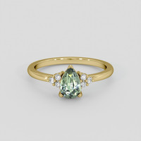1.03 Ct. Bluish Green Sapphire Ring, 18K Yellow Gold 1
