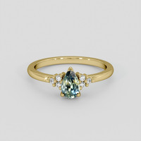 0.63 Ct. Bluish Green Sapphire Ring, 18K Yellow Gold 1