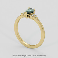 0.63 Ct. Bluish Green Sapphire Ring, 18K Yellow Gold 2