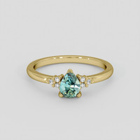 0.69 Ct. Bluish Green Sapphire Ring, 18K Yellow Gold 1