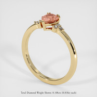 1.09 Ct. Padparadscha Sapphire Ring, 18K Yellow Gold 2